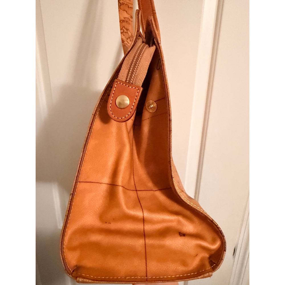 Alviero Martini Rare 1A Classe Geo Map Tote Bag Tan Leather Large Shoulder Bag - Picture 6 of 9